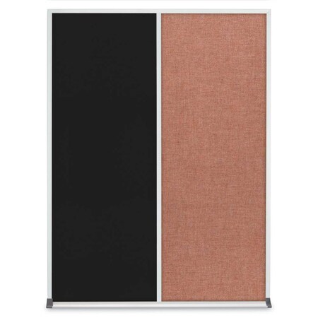 United Visual Products Double Door Radius Corkboard, 48"X36", W, UV8003-WHITE-BLACK UV8003-WHITE-BLACK